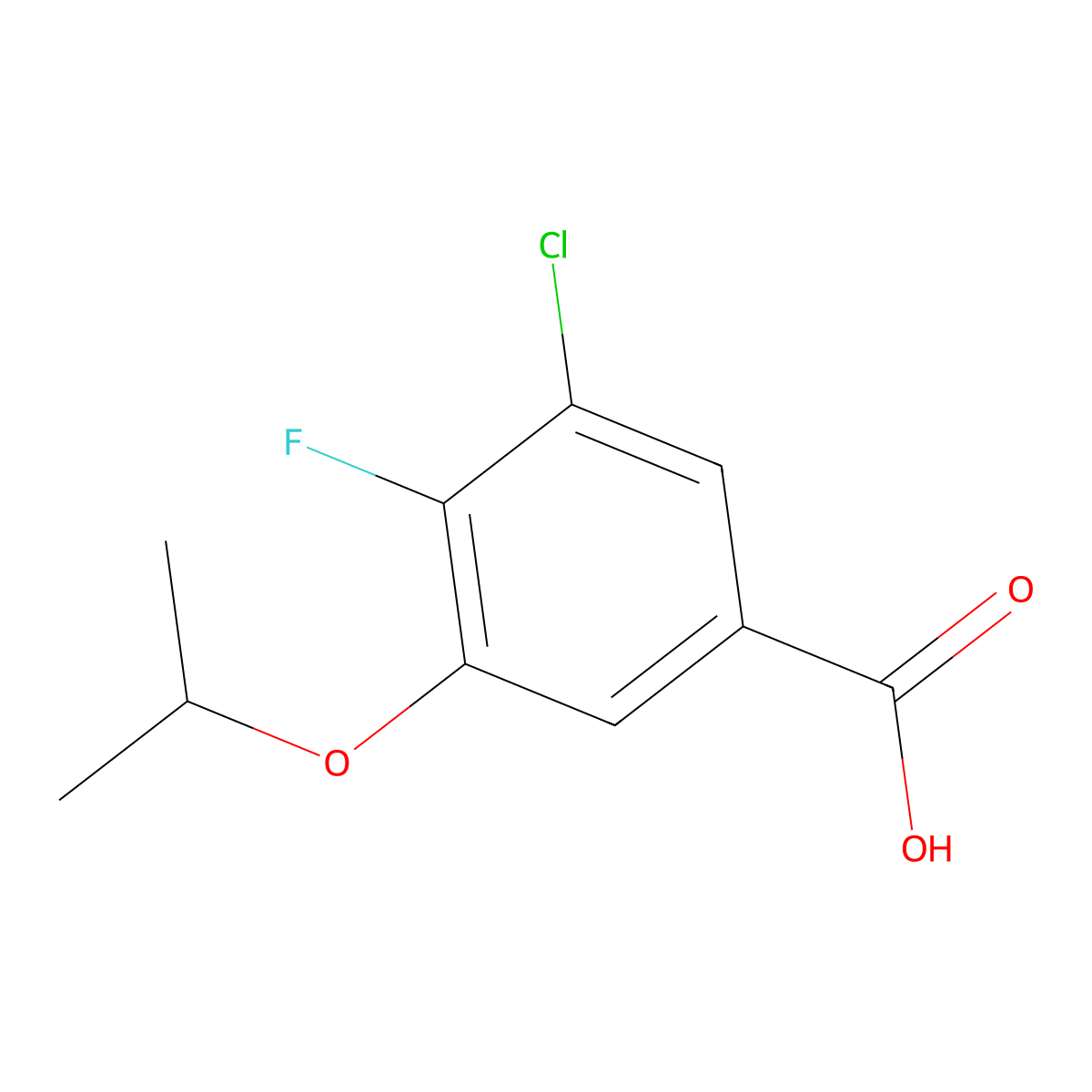 3-Chloro-4-fluoro-5-isopropoxybenzoic acid molecular structure, CAS 2901085-01-4
