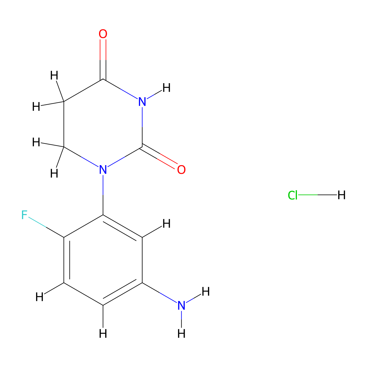 1-(5-Amino-2-fluorophenyl)-1,3-diazinane-2,4-dione hydrochloride molecular structure, CAS 2901085-07-0