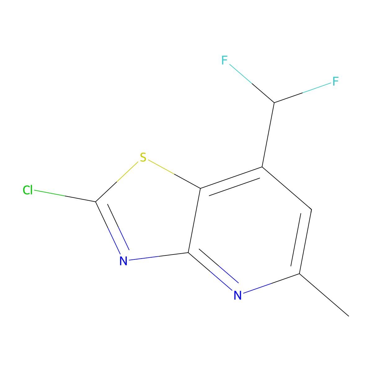 2-Chloro-7-(difluoromethyl)-5-methyl-[1,3]thiazolo[4,5-b]pyridine molecular structure, CAS 2901085-13-8