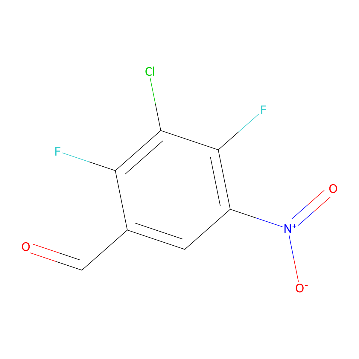 3-Chloro-2,4-difluoro-5-nitrobenzaldehyde molecular structure, CAS 2901085-17-2