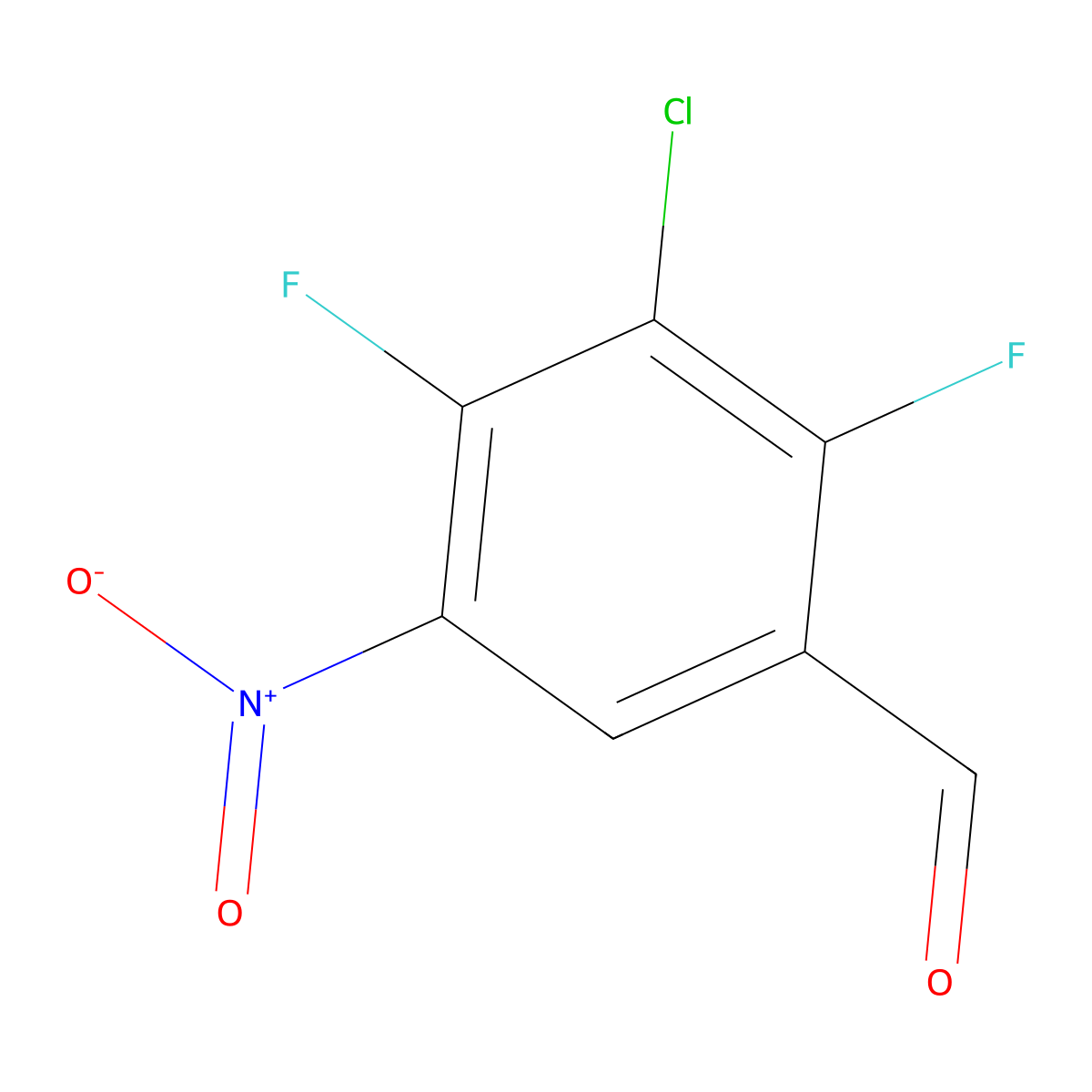 3-Chloro-2,4-difluoro-5-nitrobenzaldehyde molecular structure, CAS 2901085-17-2