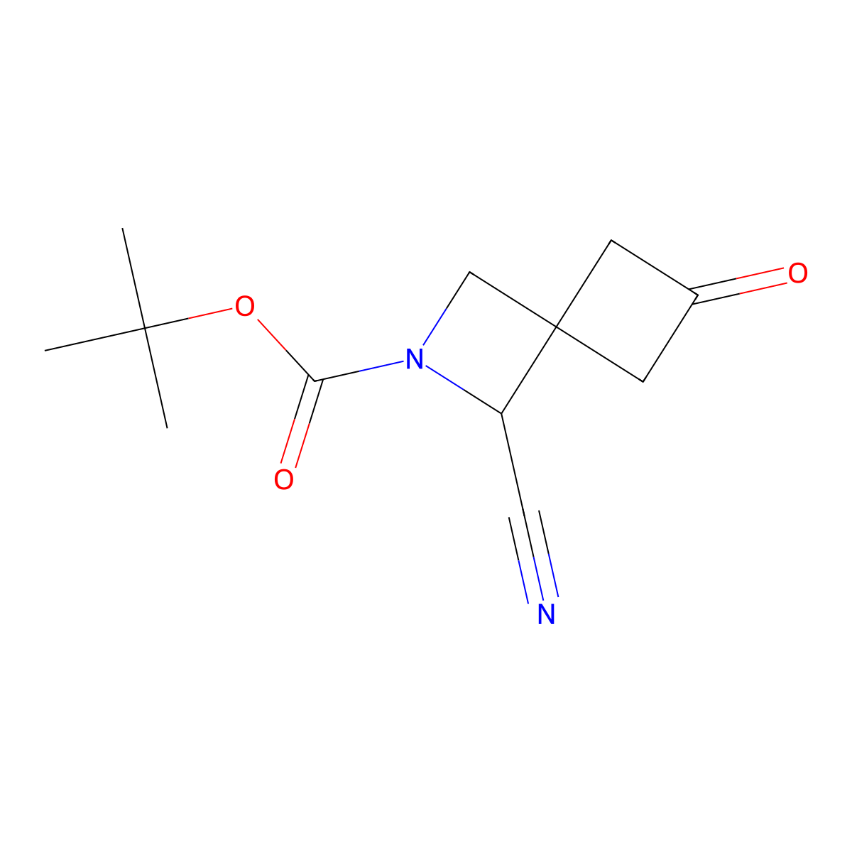 Tert-butyl 1-cyano-6-oxo-2-azaspiro[3.3]heptane-2-carboxylate molecular structure, CAS 2901085-18-3