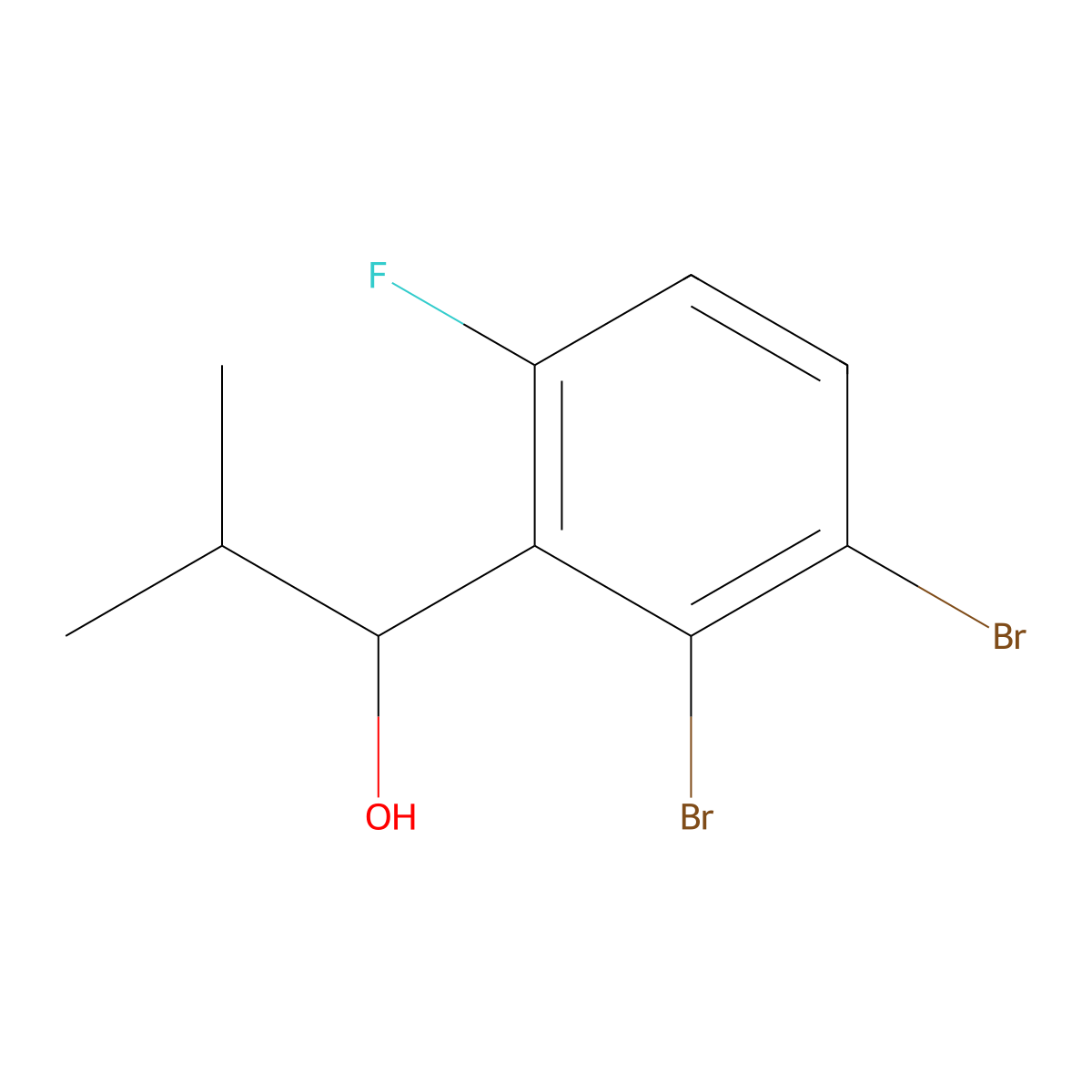1-(2,3-Dibromo-6-fluorophenyl)-2-methylpropan-1-ol molecular structure, CAS 2901085-19-4
