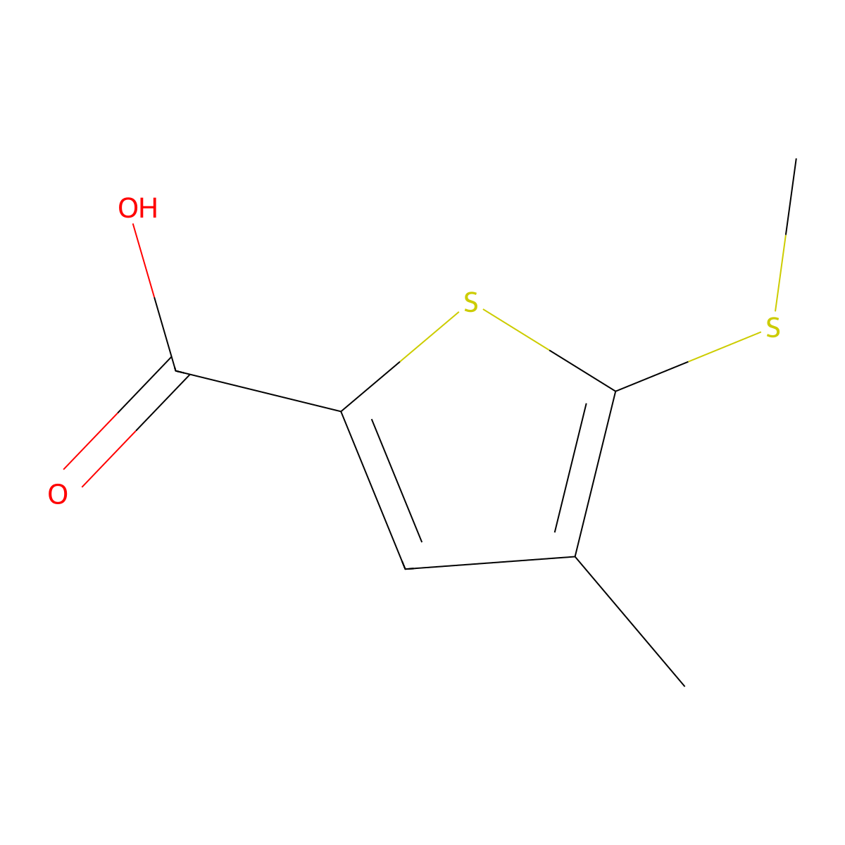4-Methyl-5-(methylthio)thiophene-2-carboxylic acid molecular structure, CAS 2901085-23-0