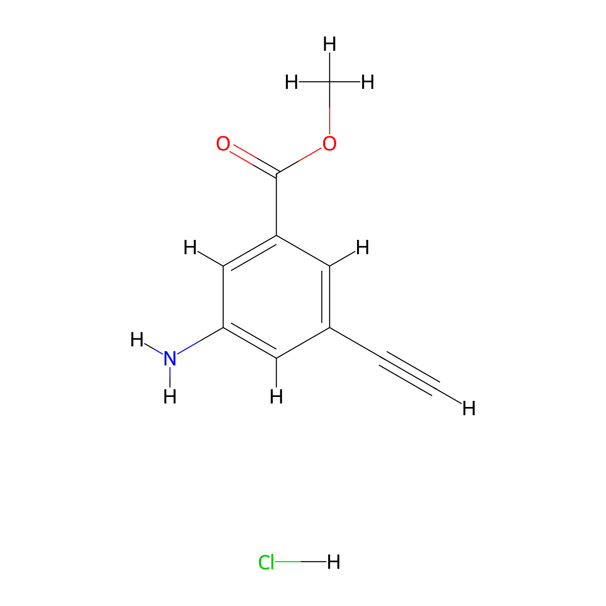 Methyl 3-amino-5-ethynylbenzoate hydrochloride molecular structure, CAS 2901085-24-1