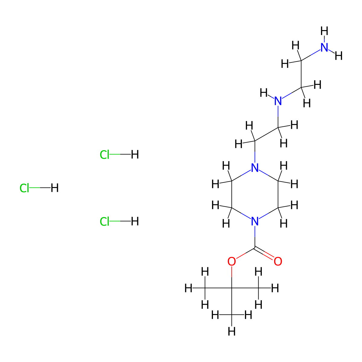 tert-Butyl 4-(2-((2-aminoethyl)amino)ethyl)piperazine-1-carboxylate trihydrochloride molecular structure, CAS 2901085-31-0