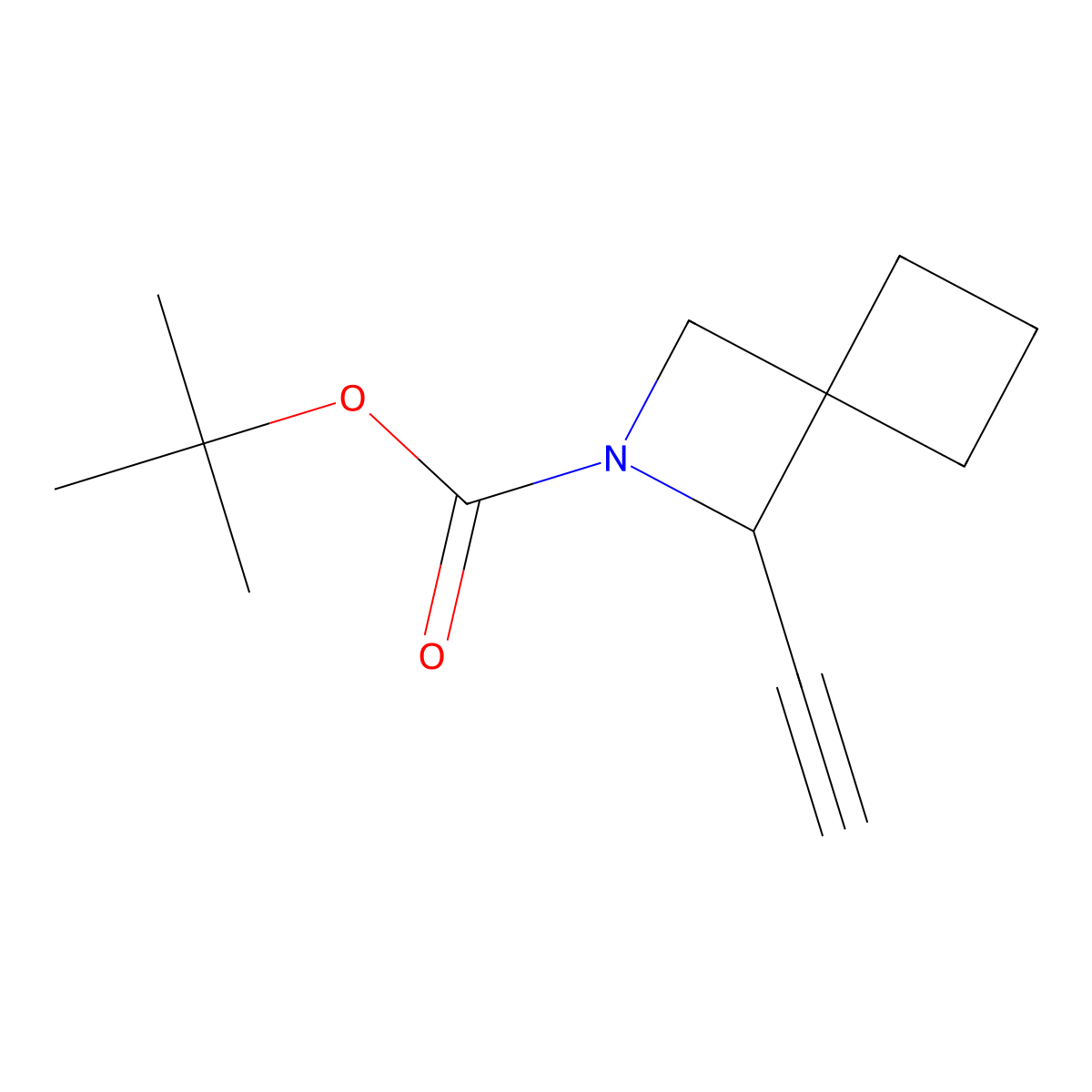 Tert-butyl 1-ethynyl-2-azaspiro[3.3]heptane-2-carboxylate molecular structure, CAS 2901085-35-4