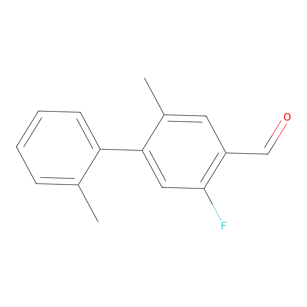 5-Fluoro-2,2'-dimethyl-[1,1'-biphenyl]-4-carbaldehyde molecular structure, CAS 2901085-46-7