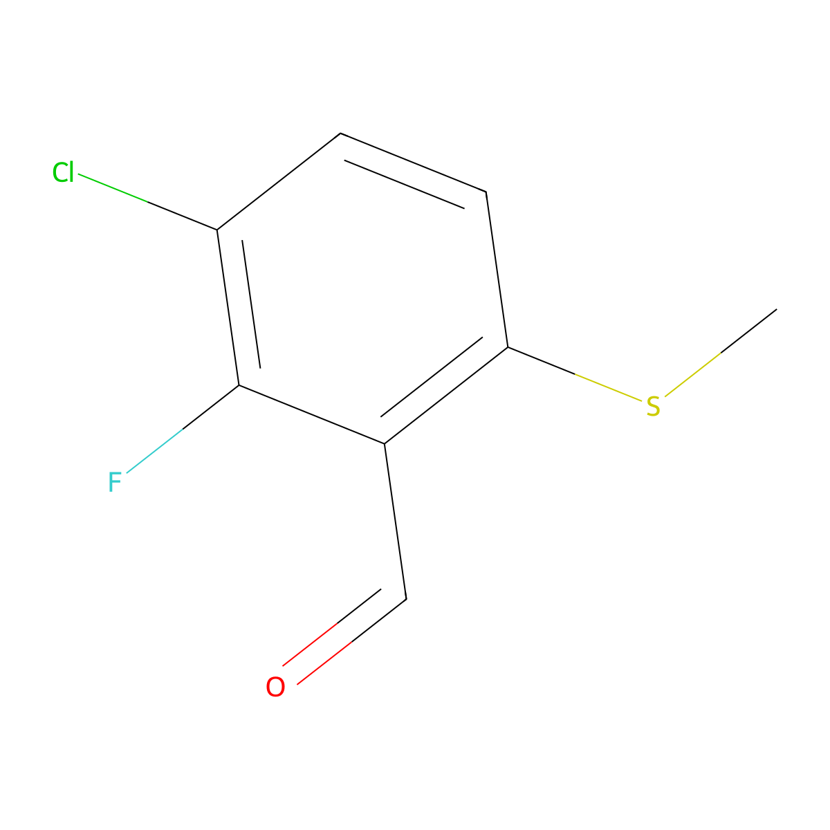 3-Chloro-2-fluoro-6-(methylthio)benzaldehyde molecular structure, CAS 2901085-49-0