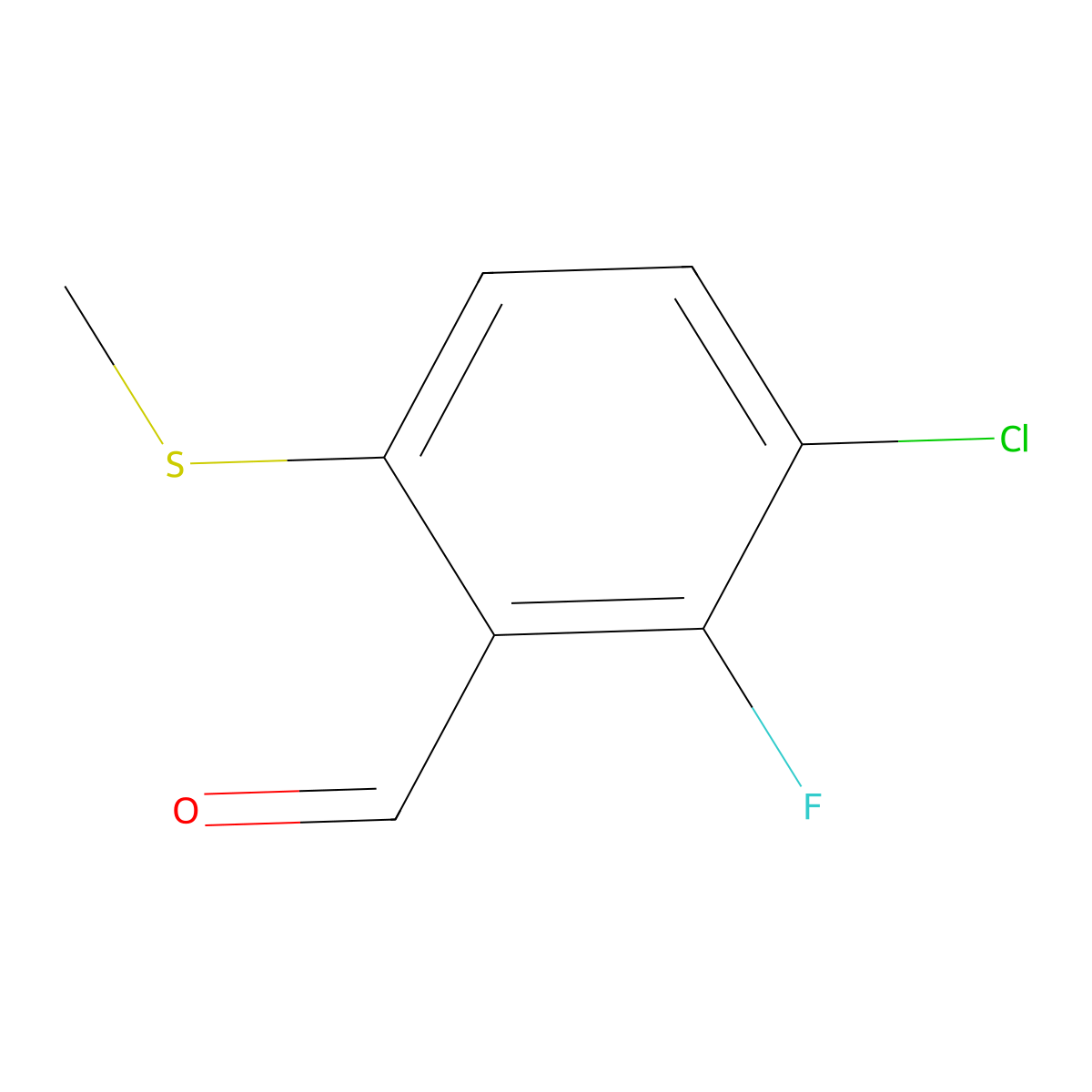 3-Chloro-2-fluoro-6-(methylthio)benzaldehyde molecular structure, CAS 2901085-49-0