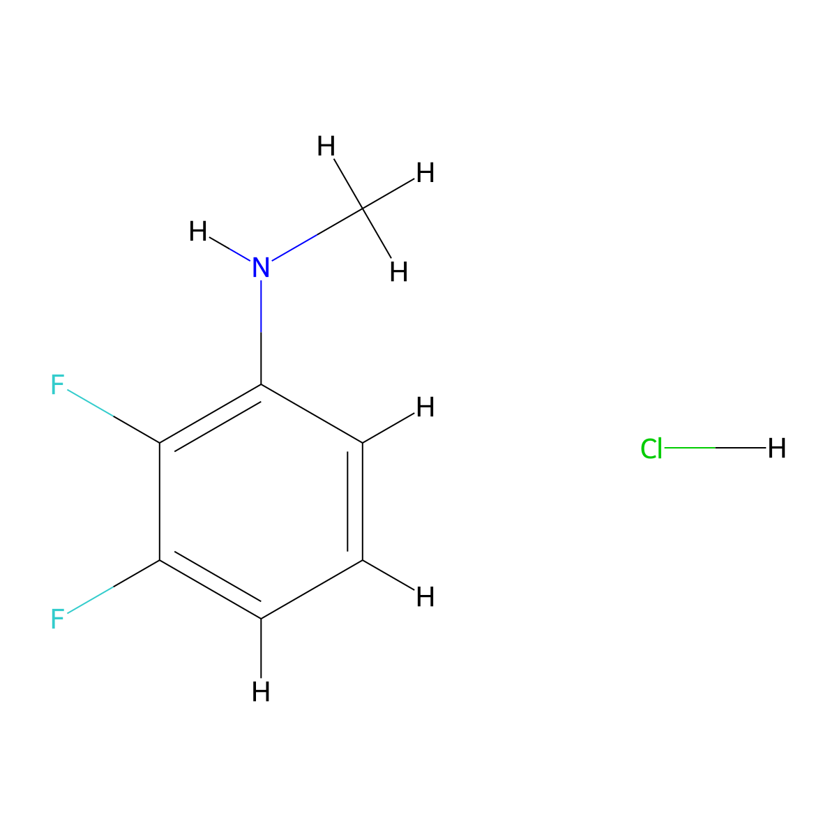 2,3-difluoro-N-methylaniline hydrochloride molecular structure, CAS 2901085-50-3