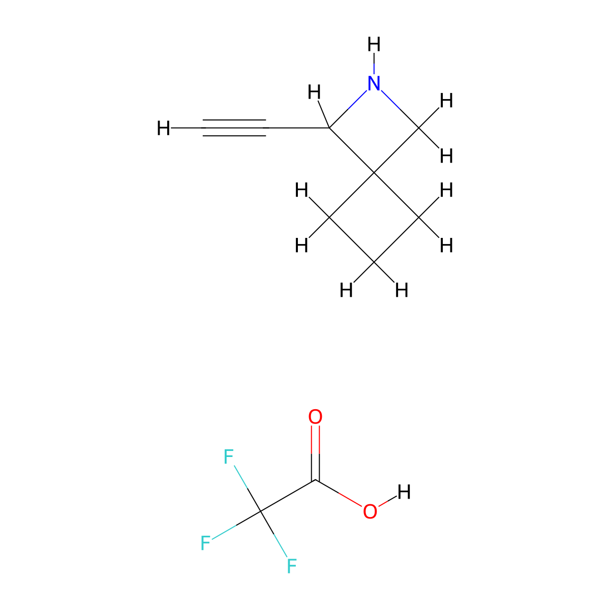 1-Ethynyl-2-azaspiro[3.3]heptane, trifluoroacetic acid molecular structure, CAS 2901085-59-2