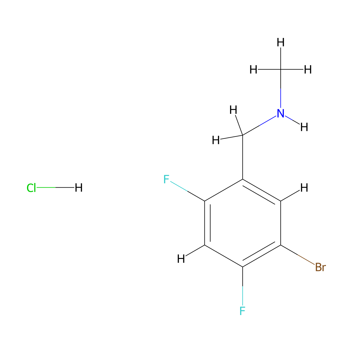 [(5-Bromo-2,4-difluorophenyl)methyl](methyl)amine hydrochloride molecular structure, CAS 2901085-60-5