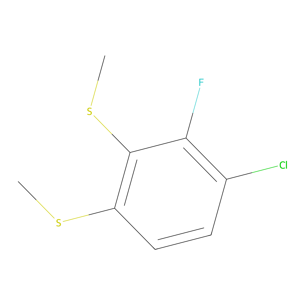 (4-Chloro-3-fluoro-1,2-phenylene)bis(methylsulfane) molecular structure, CAS 2901085-61-6