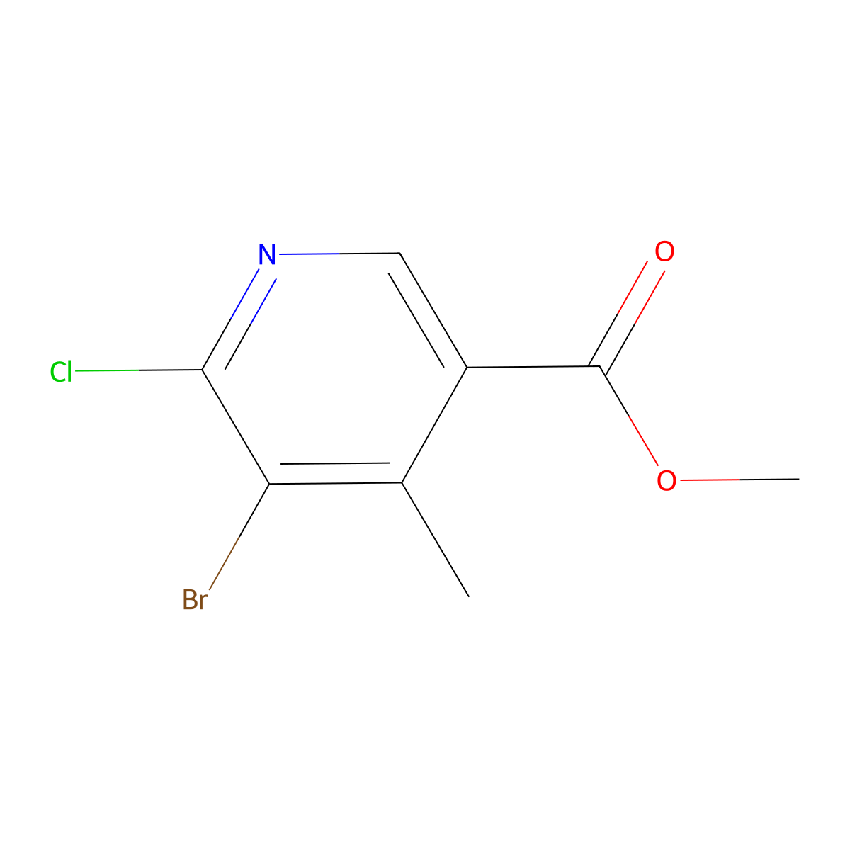 Methyl 5-bromo-6-chloro-4-methylpyridine-3-carboxylate molecular structure, CAS 2901085-62-7