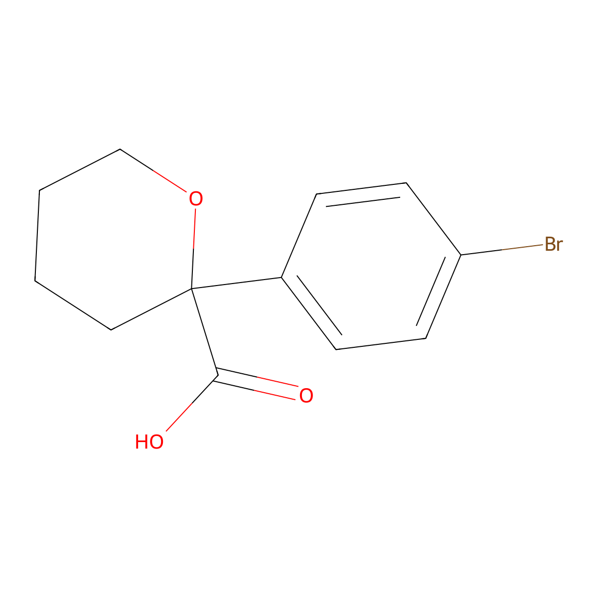 2-(4-Bromophenyl)oxane-2-carboxylic acid molecular structure, CAS 2901085-67-2