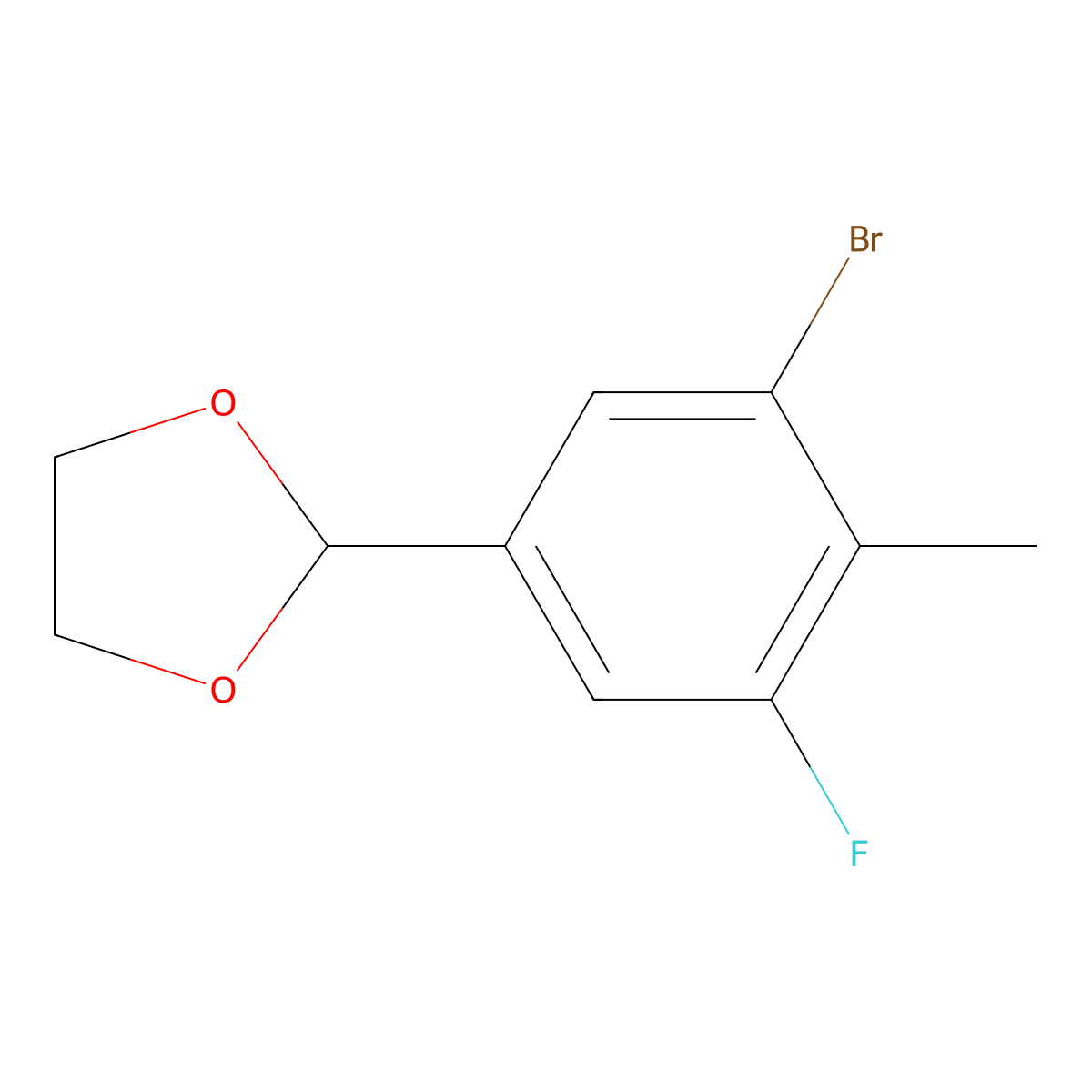 2-(3-Bromo-5-fluoro-4-methylphenyl)-1,3-dioxolane molecular structure, CAS 2901085-71-8