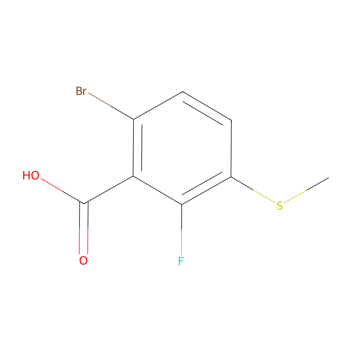 6-Bromo-2-fluoro-3-(methylthio)benZoic acid molecular structure, CAS 2901085-83-2