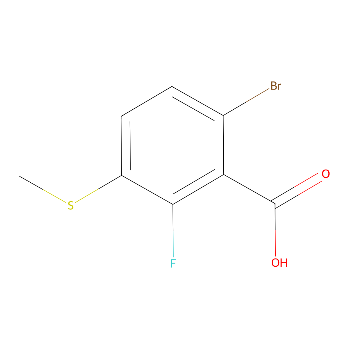 6-Bromo-2-fluoro-3-(methylthio)benZoic acid molecular structure, CAS 2901085-83-2