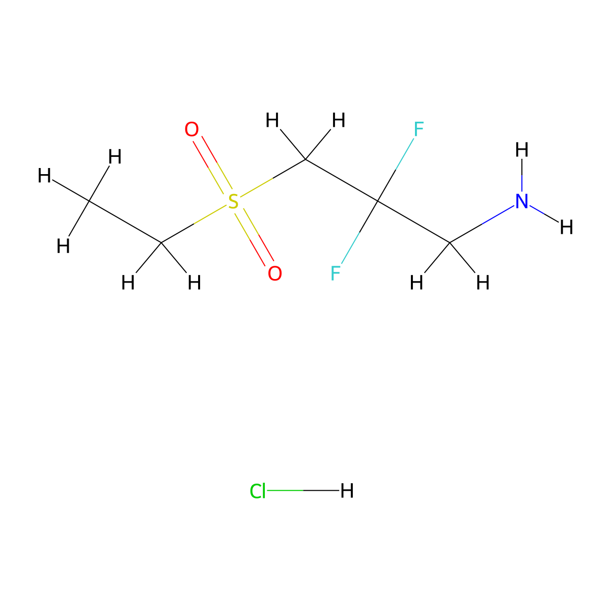 3-(Ethanesulfonyl)-2,2-difluoropropan-1-amine hydrochloride molecular structure, CAS 2901085-88-7