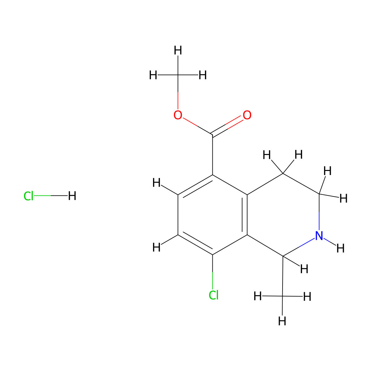 Methyl 8-chloro-1-methyl-1,2,3,4-tetrahydroisoquinoline-5-carboxylate hydrochloride molecular structure, CAS 2901086-05-1