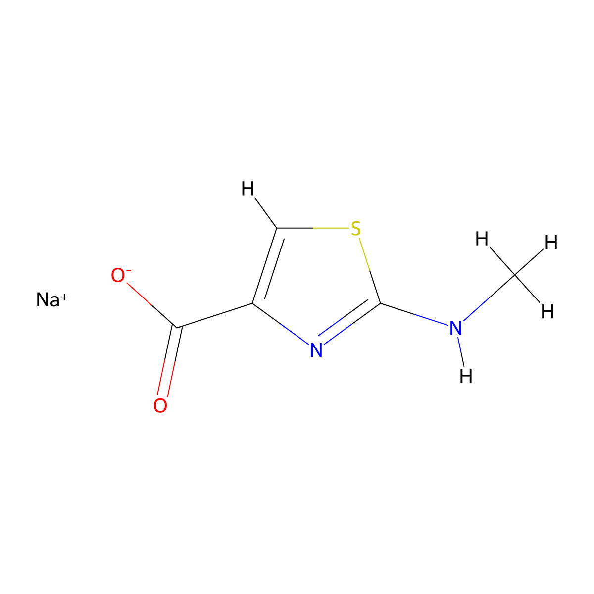 Sodium2-(methylamino)-1,3-thiazole-4-carboxylate molecular structure, CAS 2901086-35-7