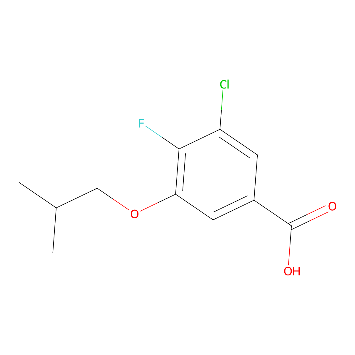 3-Chloro-4-fluoro-5-isobutoxybenzoic acid molecular structure, CAS 2901086-43-7