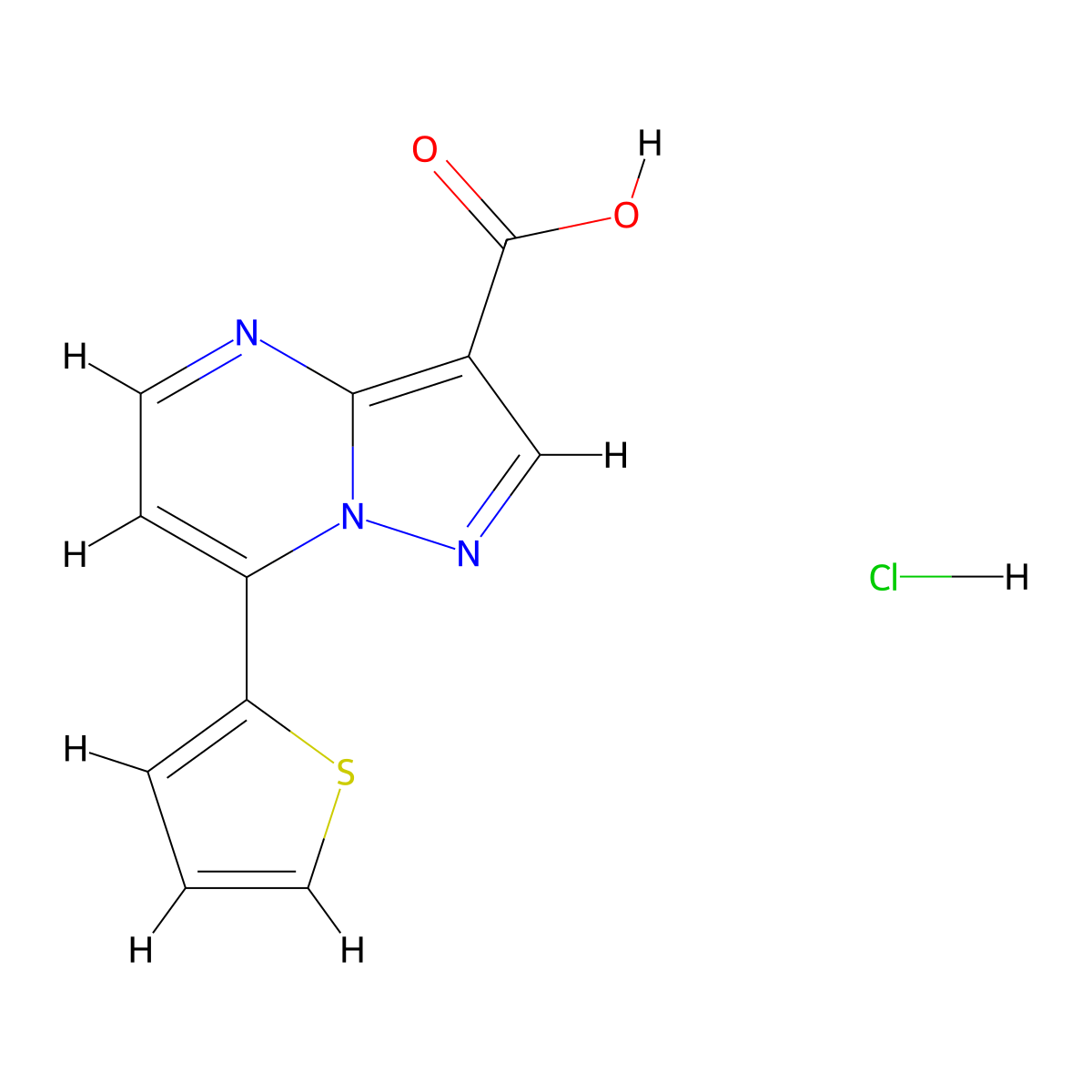 7-(Thiophen-2-yl)pyrazolo[1,5-a]pyrimidine-3-carboxylic acid hydrochloride molecular structure, CAS 2901086-45-9