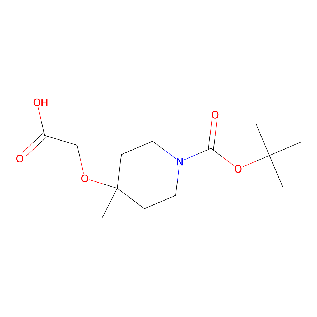 2-({1-[(Tert-butoxy)carbonyl]-4-methylpiperidin-4-yl}oxy)acetic acid molecular structure, CAS 2901086-48-2