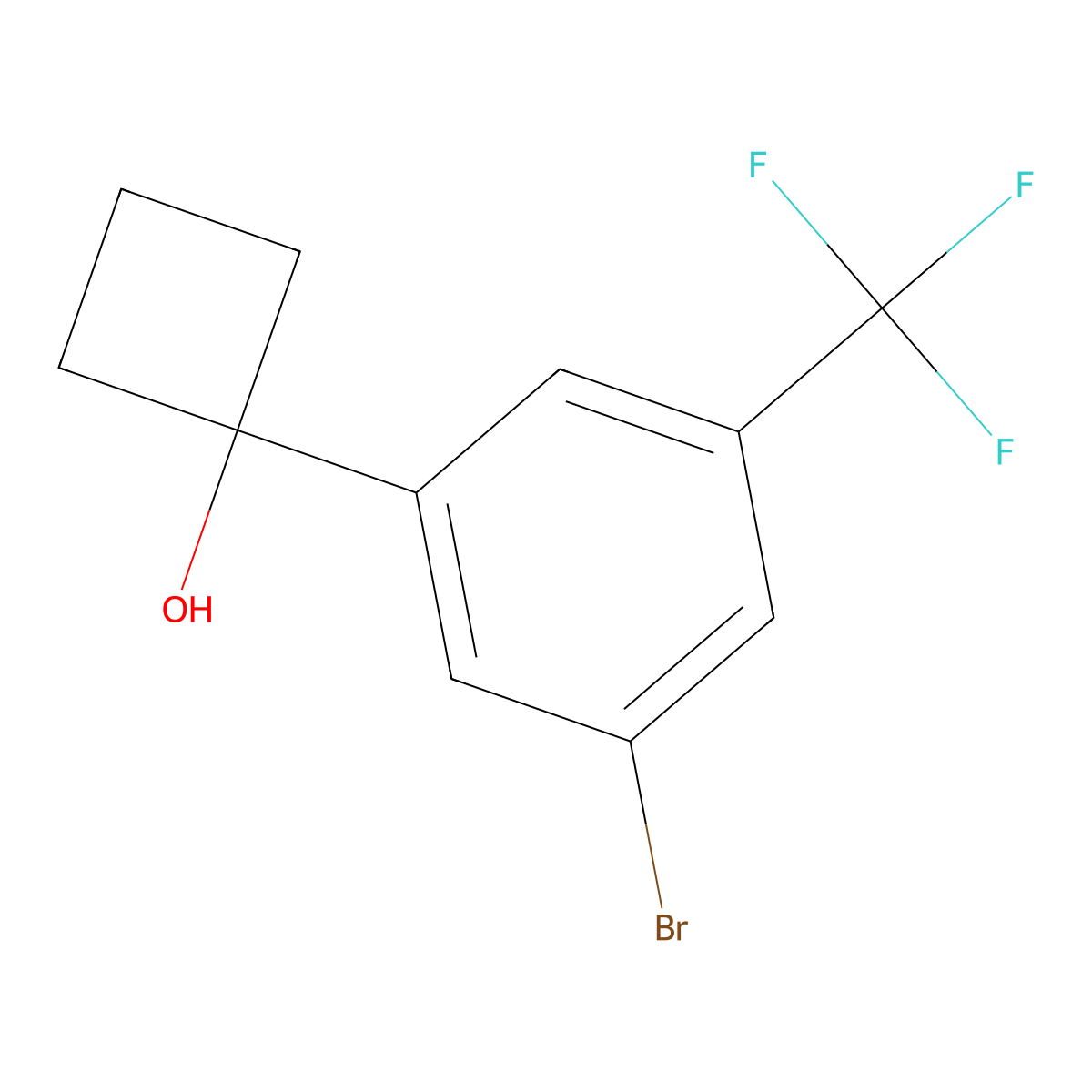 1-(3-Bromo-5-(trifluoromethyl)phenyl)cyclobutanol molecular structure, CAS 2901086-49-3