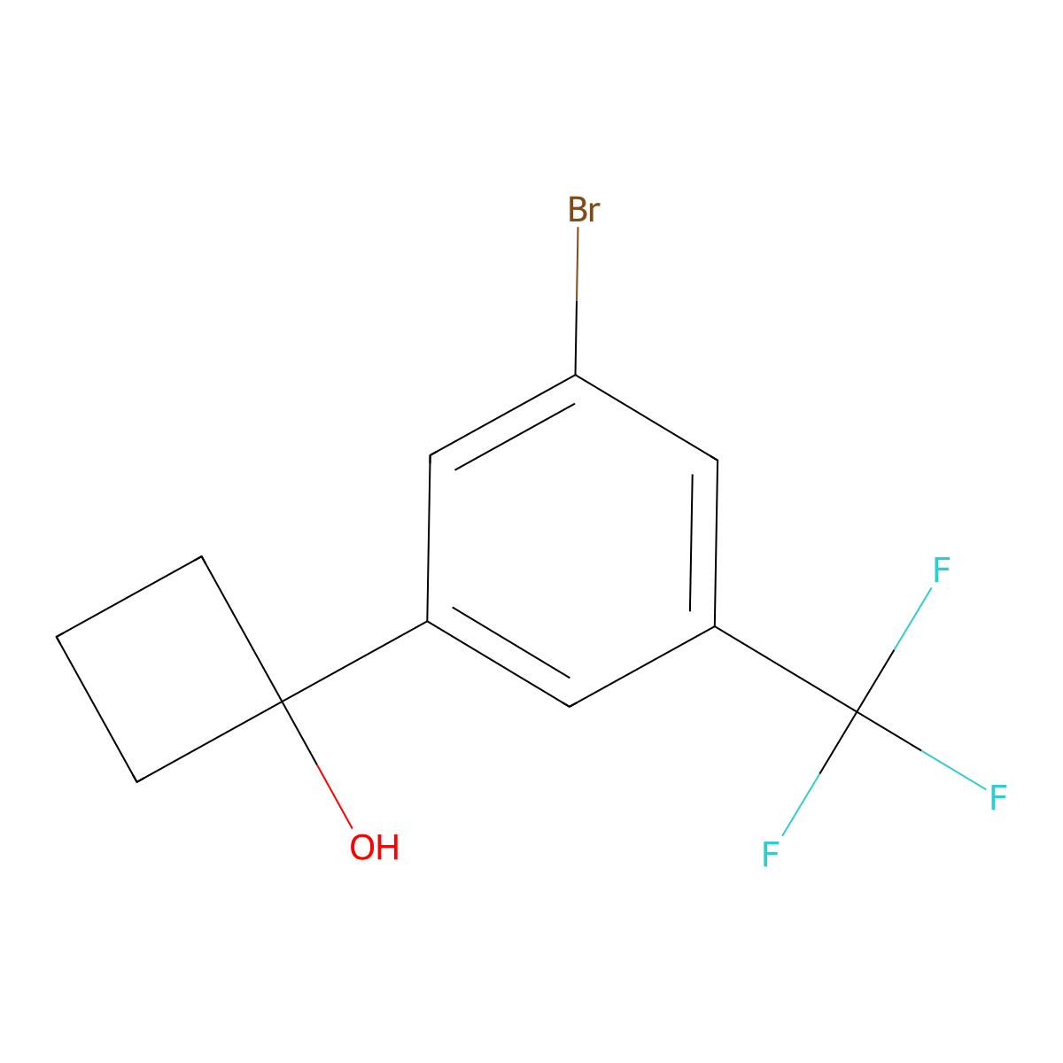 1-(3-Bromo-5-(trifluoromethyl)phenyl)cyclobutanol molecular structure, CAS 2901086-49-3