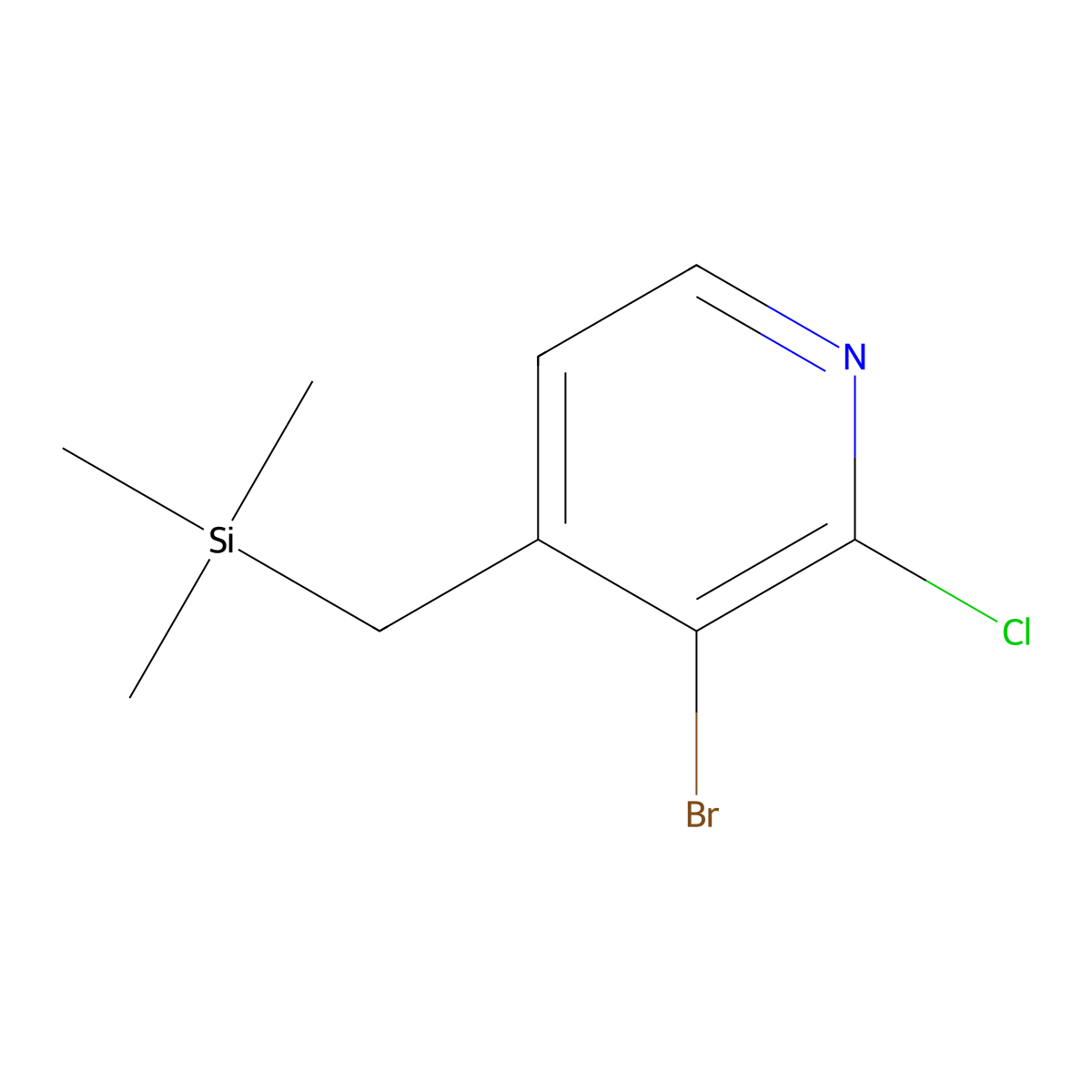 3-Bromo-2-chloro-4-((trimethylsilyl)methyl)pyridine molecular structure, CAS 2901095-07-4