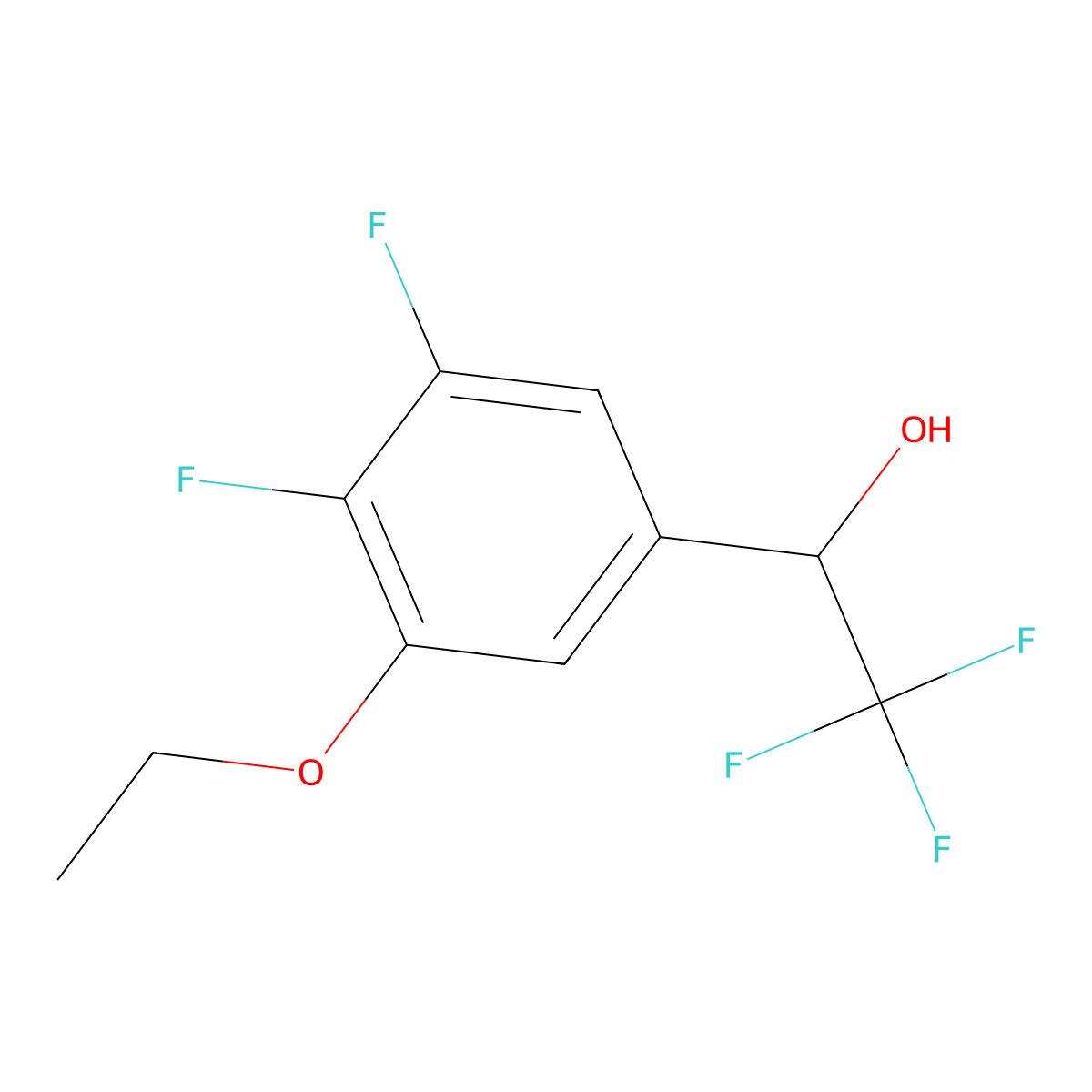 1-(3-Ethoxy-4,5-difluorophenyl)-2,2,2-trifluoroethanol molecular structure, CAS 2901095-08-5