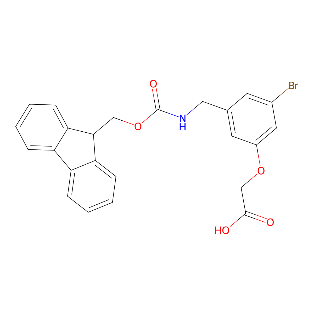 2-{3-bromo-5-[({[(9H-fluoren-9-yl)methoxy]carbonyl}amino)methyl]phenoxy}acetic acid molecular structure, CAS 2901095-09-6