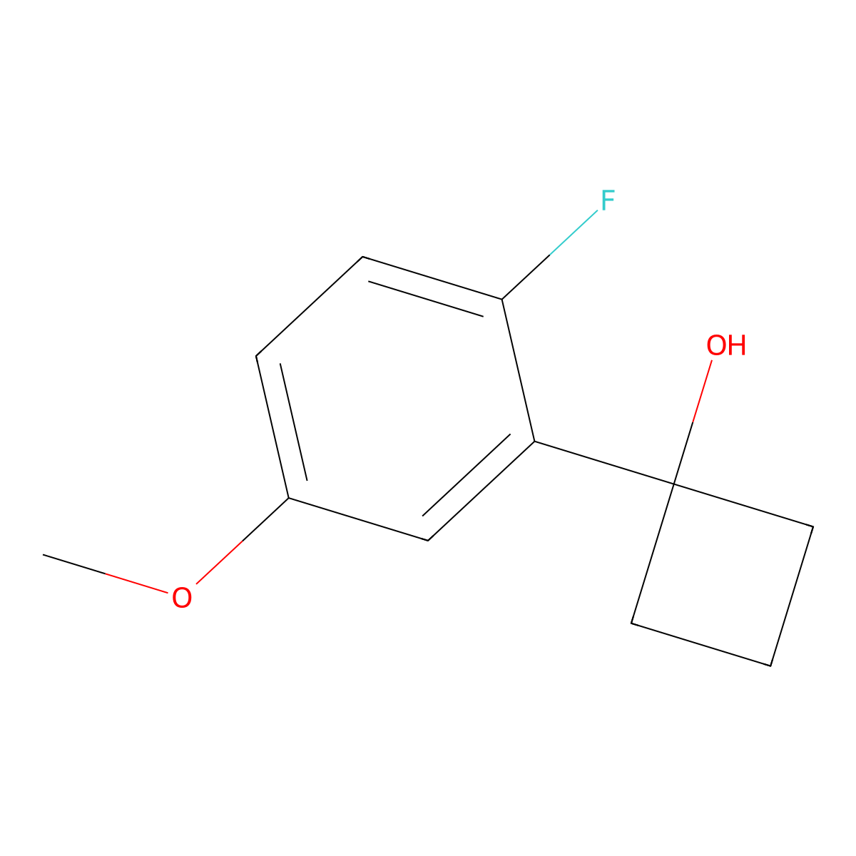 1-(2-Fluoro-5-methoxyphenyl)cyclobutan-1-ol molecular structure, CAS 2901095-12-1