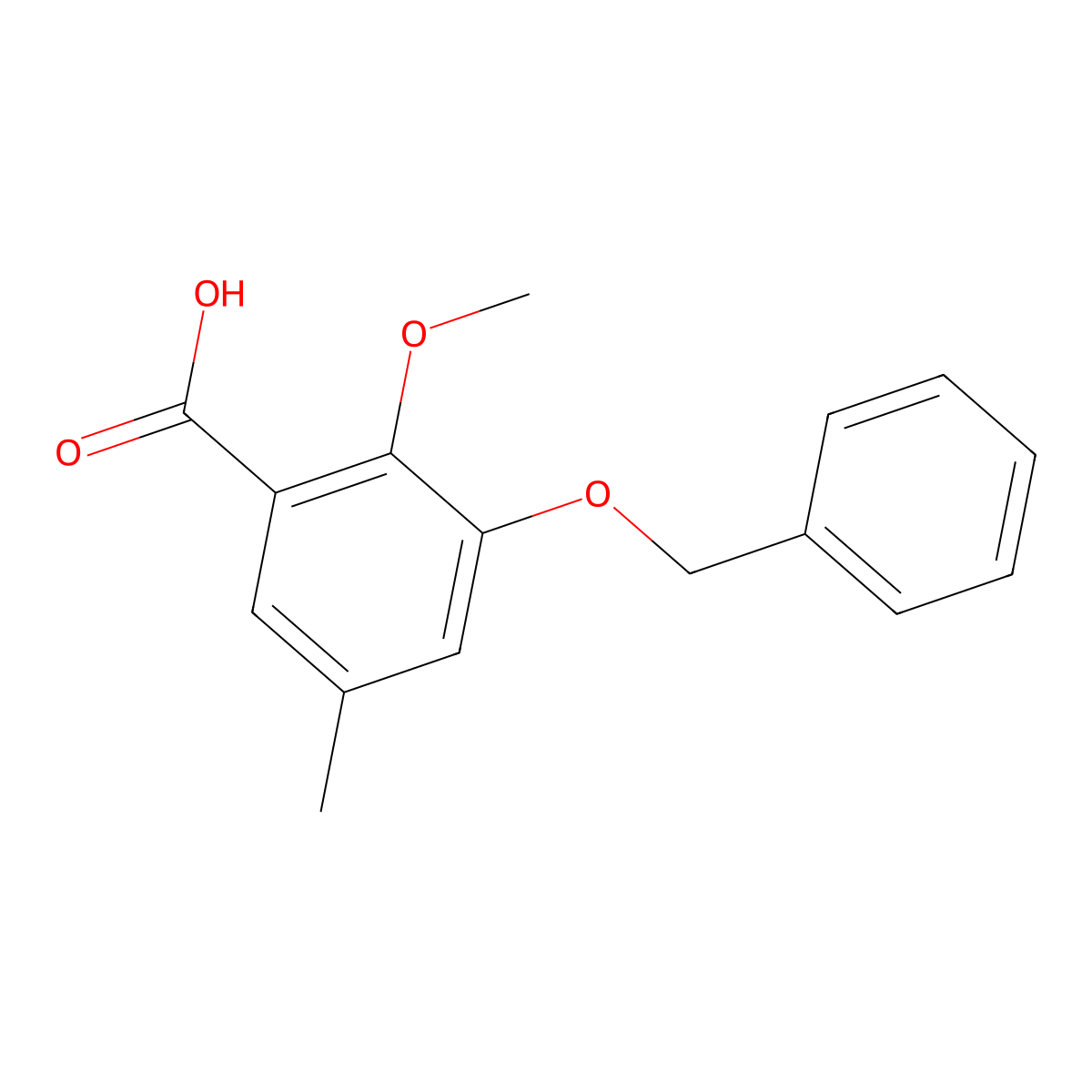 3-(BenZyloxy)-2-methoxy-5-methylbenZoic acid molecular structure, CAS 2901095-29-0