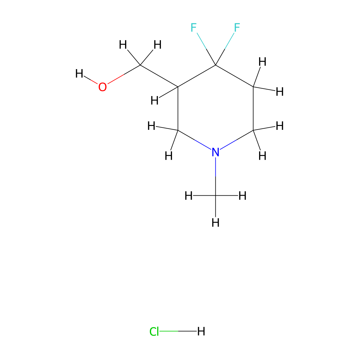 (4,4-Difluoro-1-methylpiperidin-3-yl)methanol hydrochloride molecular structure, CAS 2901095-34-7