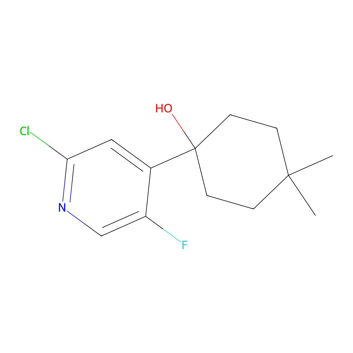 1-(2-Chloro-5-fluoropyridin-4-yl)-4,4-dimethylcyclohexanol molecular structure, CAS 2901095-37-0