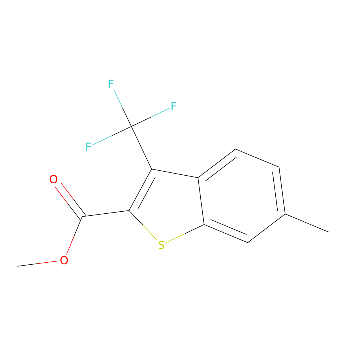 Methyl 6-methyl-3-(trifluoromethyl)benzo[b]thiophene-2-carboxylate molecular structure, CAS 2901095-39-2