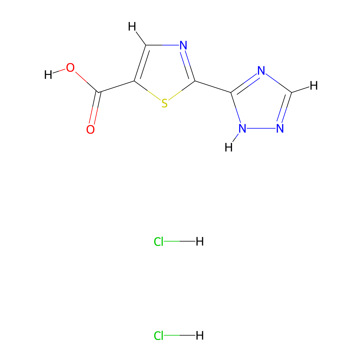 2-(4H-1,2,4-triazol-3-yl)-1,3-thiazole-5-carboxylic acid dihydrochloride molecular structure, CAS 2901095-44-9