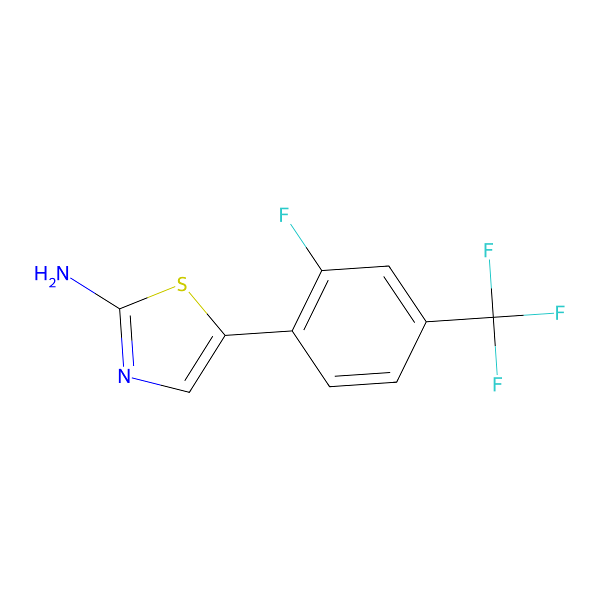5-(2-Fluoro-4-(trifluoromethyl)phenyl)thiaZol-2-amine molecular structure, CAS 2901095-46-1