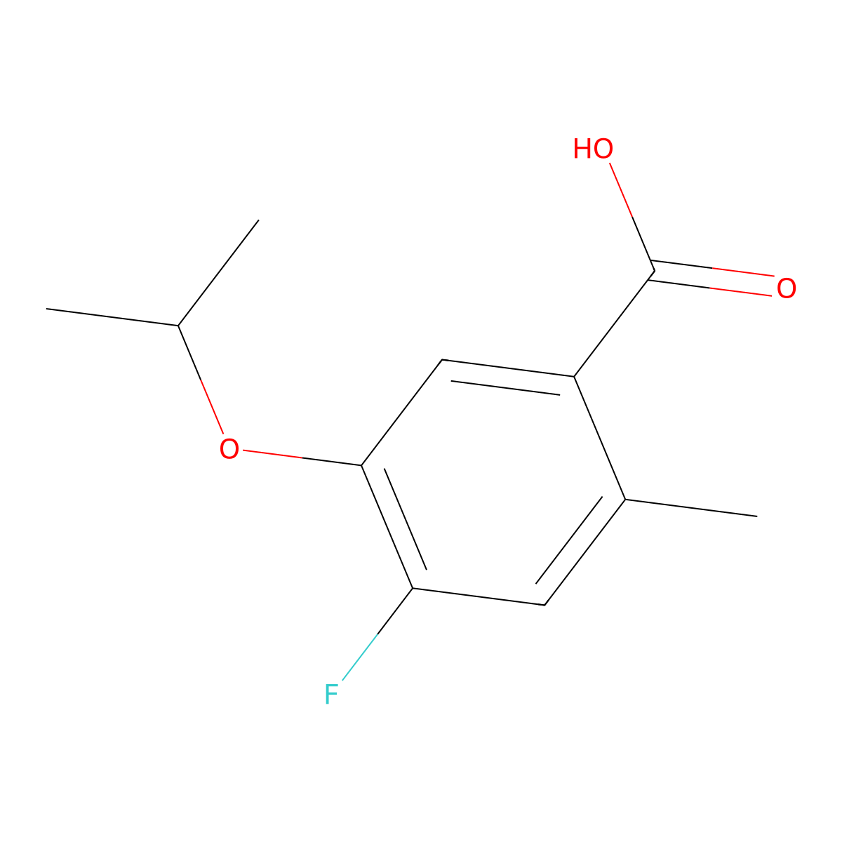 4-Fluoro-5-isopropoxy-2-methylbenzoic acid molecular structure, CAS 2901095-48-3