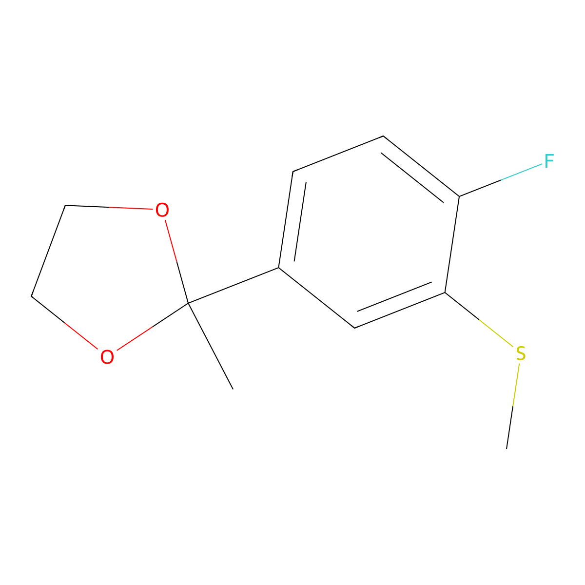 2-(4-Fluoro-3-(methylthio)phenyl)-2-methyl-1,3-dioxolane molecular structure, CAS 2901095-49-4