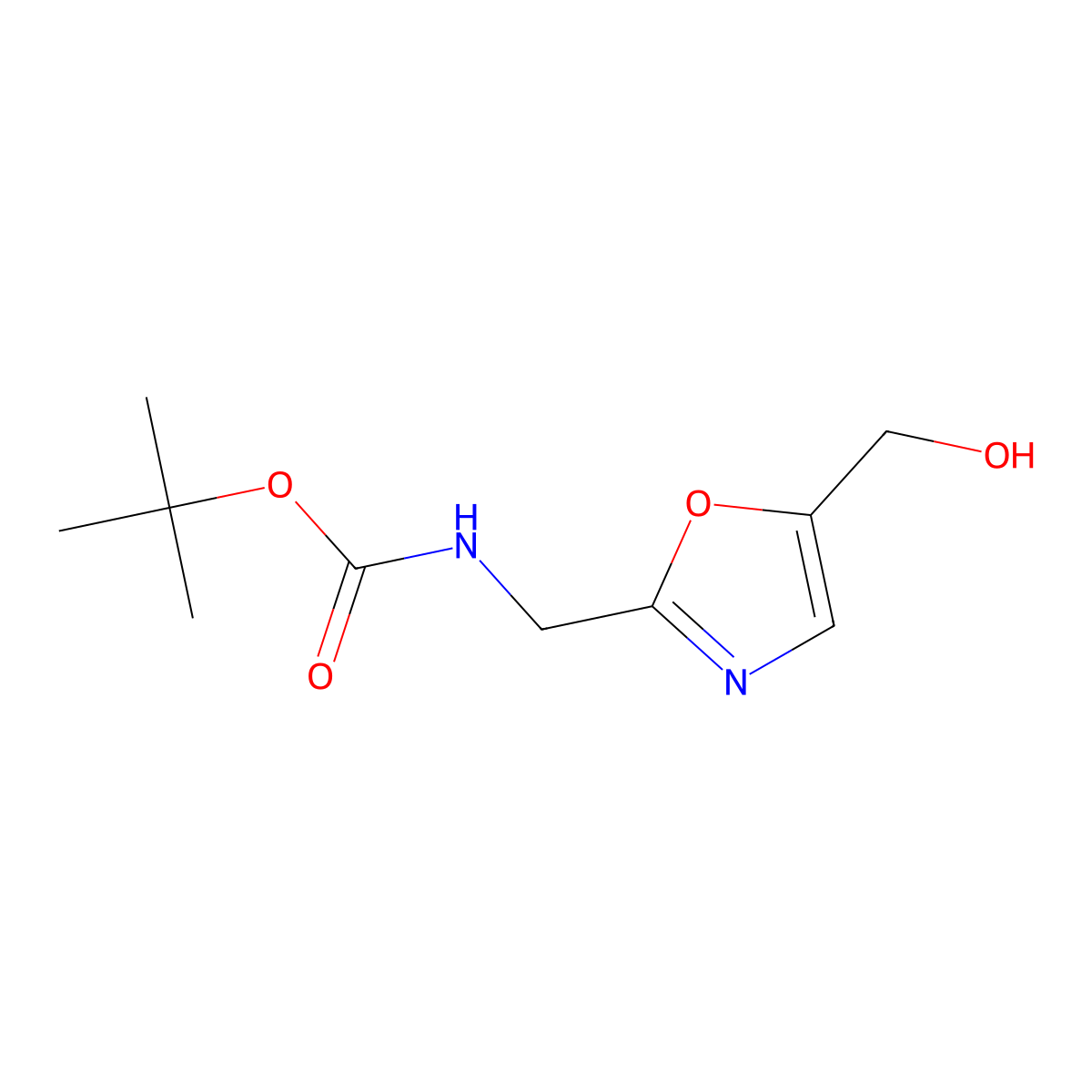 tert-butyl N-{[5-(hydroxymethyl)-1,3-oxazol-2-yl]methyl}carbamate molecular structure, CAS 2901095-52-9