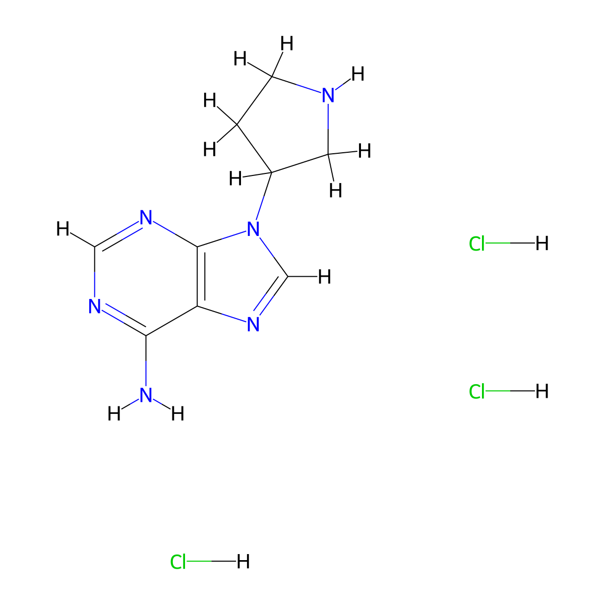 9-(pyrrolidin-3-yl)-9H-purin-6-amine trihydrochloride molecular structure, CAS 2901095-58-5