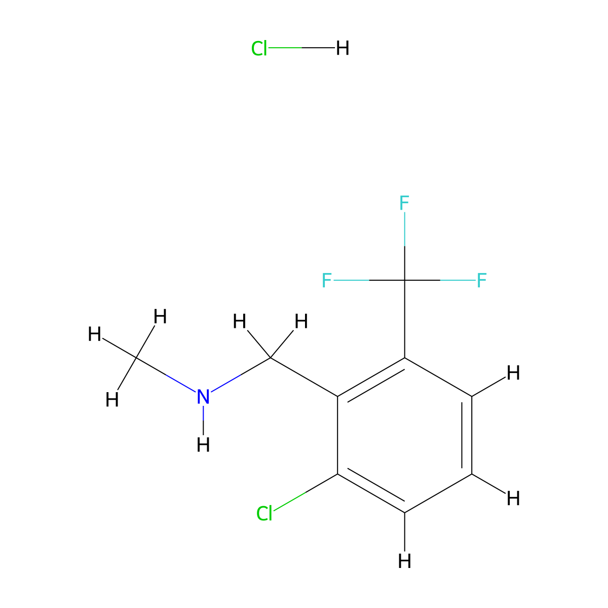 {[2-Chloro-6-(trifluoromethyl)phenyl]methyl}(methyl)amine hydrochloride molecular structure, CAS 2901095-65-4