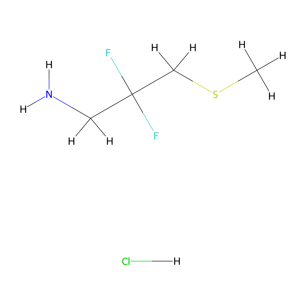 2,2-Difluoro-3-(methylsulfanyl)propan-1-amine hydrochloride molecular structure, CAS 2901095-71-2