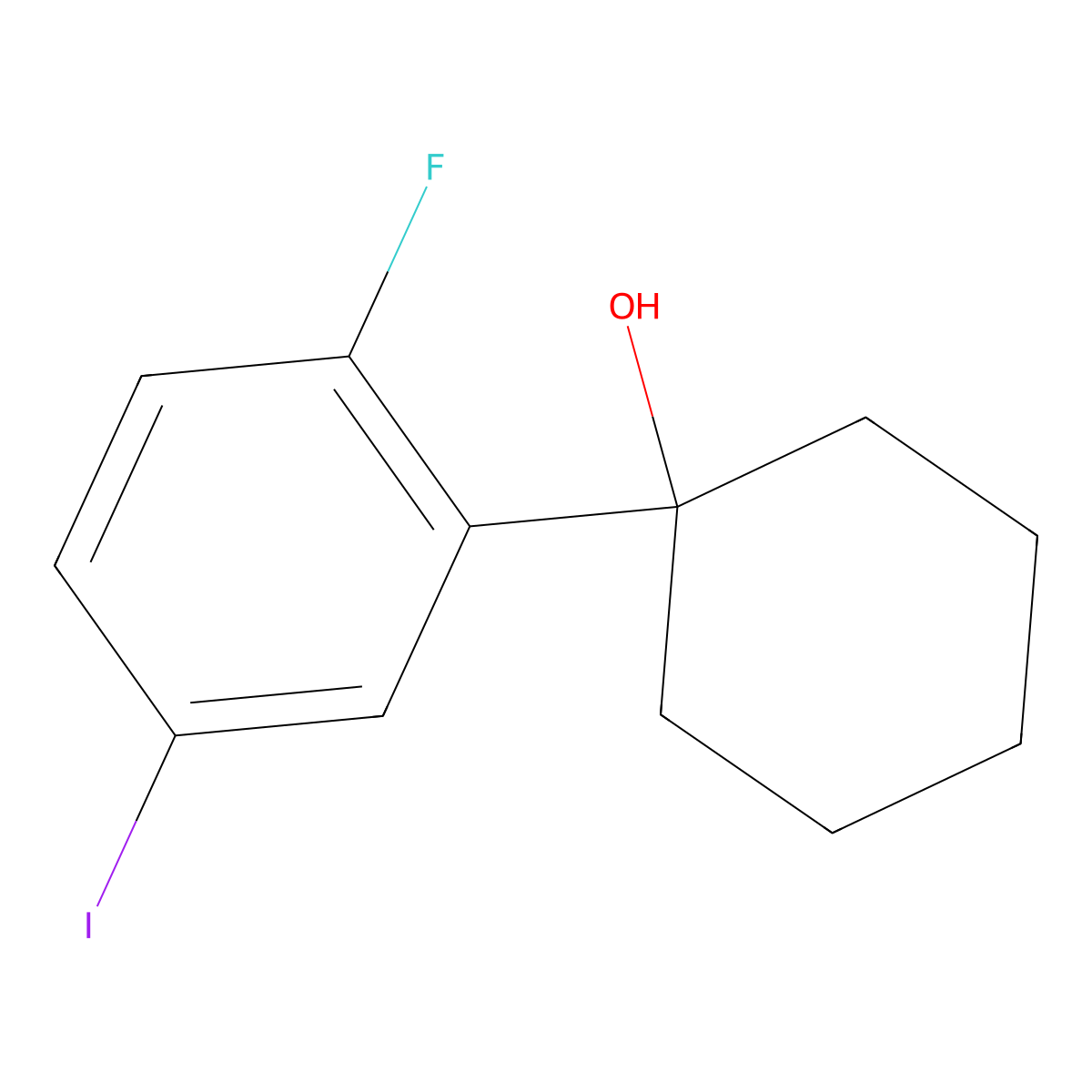1-(2-Fluoro-5-iodophenyl)cyclohexanol molecular structure, CAS 2901095-72-3