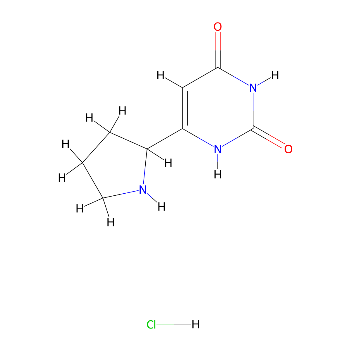 6-(Pyrrolidin-2-yl)-1,2,3,4-tetrahydropyrimidine-2,4-dione hydrochloride molecular structure, CAS 2901095-78-9