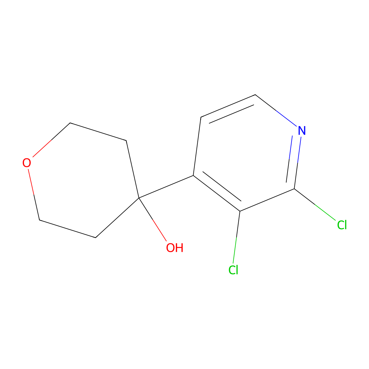 4-(2,3-Dichloropyridin-4-yl)tetrahydro-2H-pyran-4-ol molecular structure, CAS 2901095-84-7